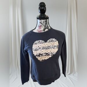 Crewcuts Navy Sequin Heart Sweatshirt